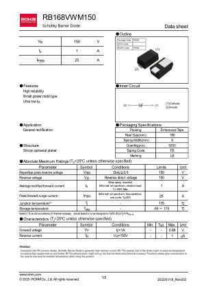 RB168VWM150TR 数据手册首页