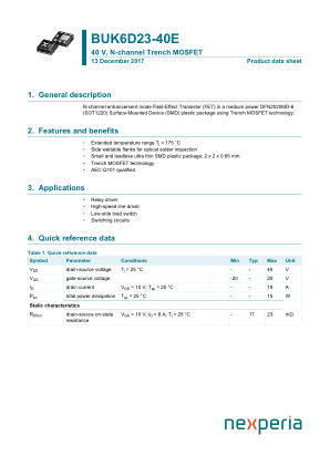 BUK6D23-40EH datasheet cover page