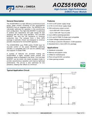 AOZ5516RQI datasheet cover page