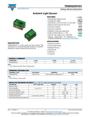 TEMD6200 datasheet cover page