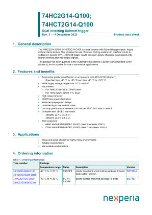 74HC2G14GW-Q100H datasheet cover page