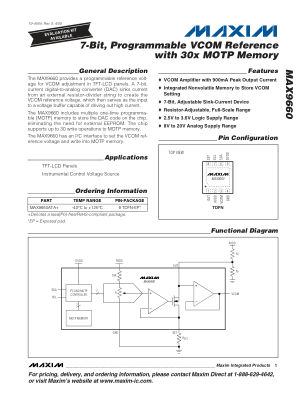MAX9660 数据手册首页