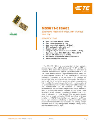 MS5611-01BA03 datasheet cover page