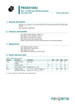 PBSS5160U datasheet cover page