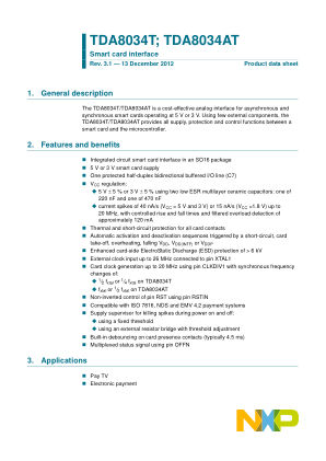 TDA8034T datasheet cover page