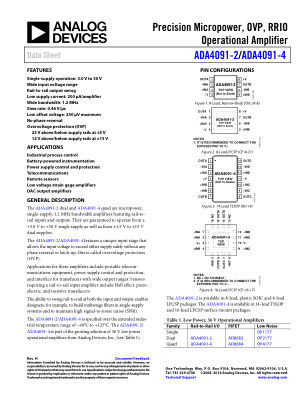 ADA4091-2 datasheet cover page