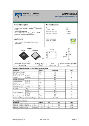 AONS62614 datasheet cover page