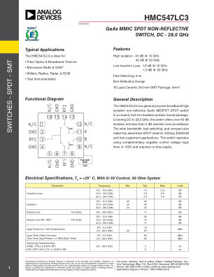 HMC547LC3 数据手册首页