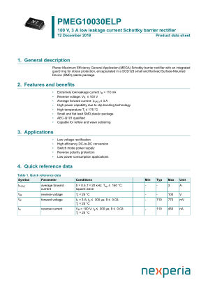 PMEG10030ELP datasheet cover page