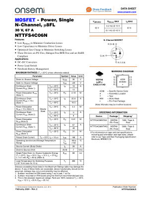 NTTFS4C06N 数据手册首页