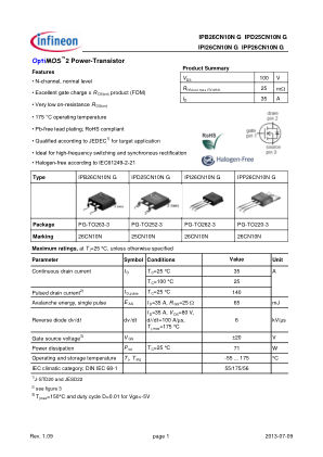 IPD25CN10N-G 数据手册首页