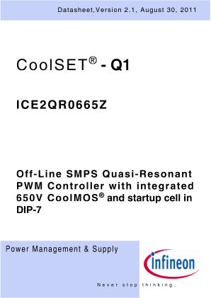 ICE2QR0665Z datasheet cover page