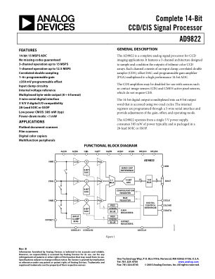 AD9822 datasheet cover page