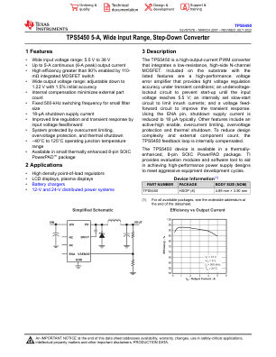 TPS5450 datasheet cover page