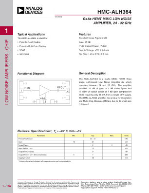 HMC-ALH364 datasheet cover page