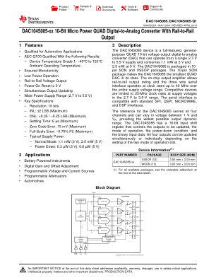 DAC104S085-Q1 数据手册首页