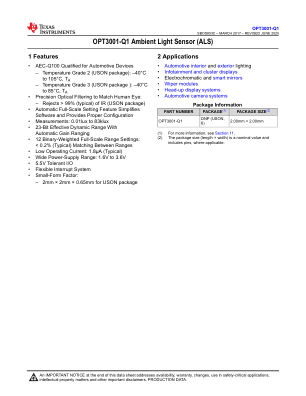 OPT3001-Q1 datasheet cover page
