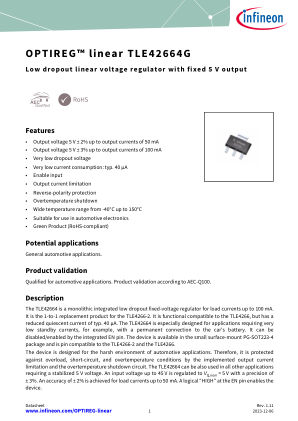 TLE42664G datasheet cover page