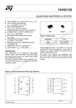 74VHC125 datasheet cover page