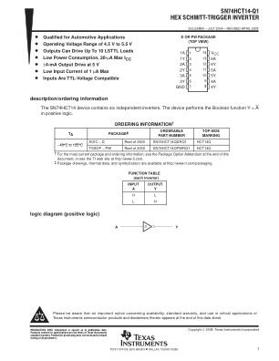 SN74HCT14-Q1 数据手册首页