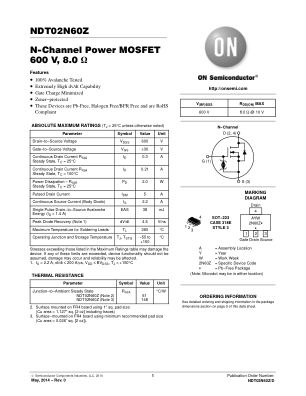 NDT02N60Z 数据手册首页