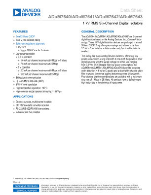 ADUM7640 datasheet cover page