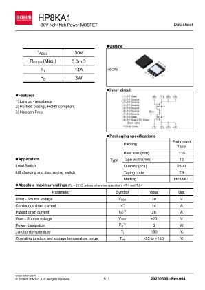 HP8KA1 数据手册首页