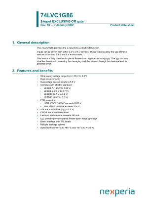 74LVC1G86GW115 datasheet cover page