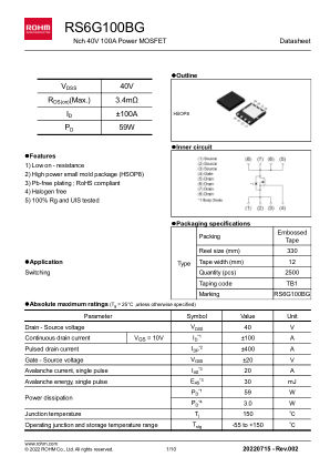 RS6G100BG datasheet cover page