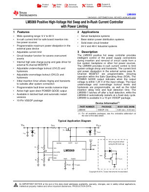 LM5069 数据手册首页
