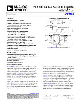 ADP7105 数据手册首页