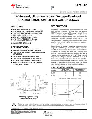 OPA847 datasheet cover page