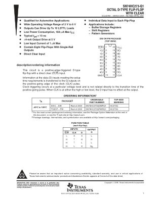 SN74HC273-Q1 数据手册首页