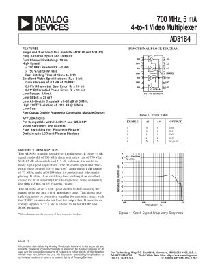 AD8184 数据手册首页
