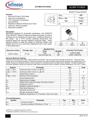 AUIRF1018ES datasheet cover page