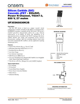 UF3C065030K3S datasheet cover page