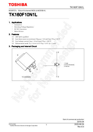 TK160F10N1L 数据手册首页
