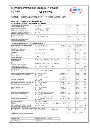 FP40R12KE3 数据手册首页