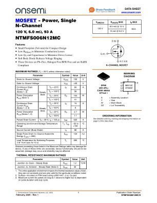 NTMFS006N12MC datasheet cover page