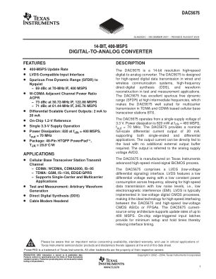 DAC5675 datasheet cover page