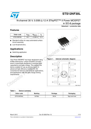 STS12NF30L 数据手册首页