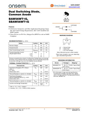 BAW56WT1 数据手册首页