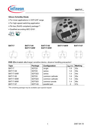 BAT17-04 datasheet cover page