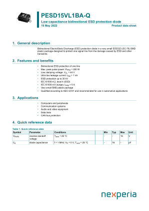 PESD15VL1BA-QX datasheet cover page