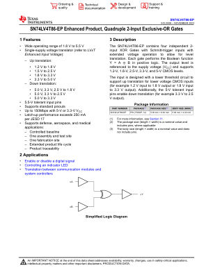 SN74LV4T86-EP datasheet cover page