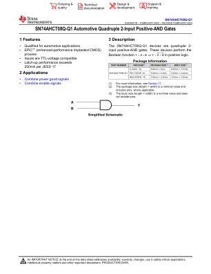 SN74AHCT08Q-Q1 数据手册首页