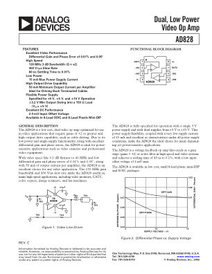 AD828 数据手册首页