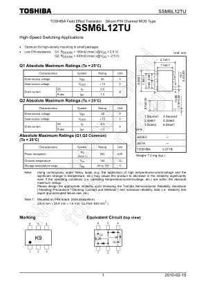 SSM6L12TU 数据手册首页