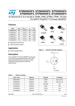 STD60N55F3 datasheet cover page