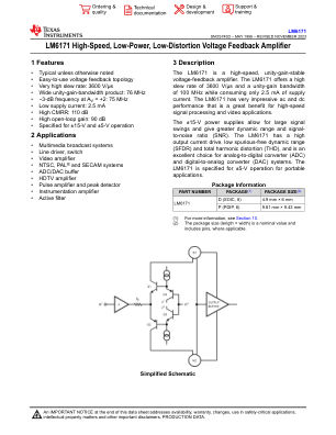 LM6171 datasheet cover page
